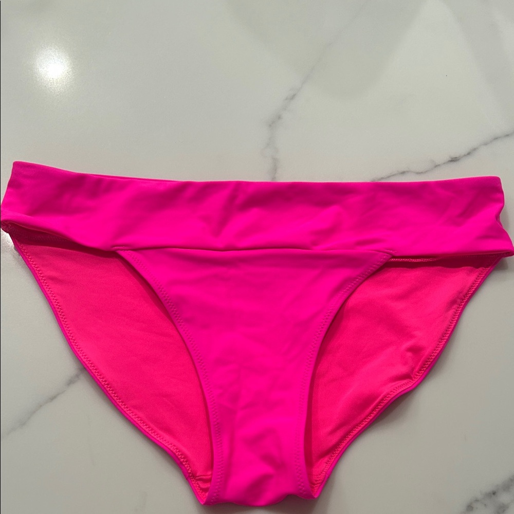 aerie Neon Pink Fold-Over Bikini Bottom